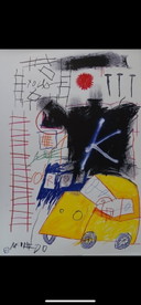 Manifesto artistico di Jean-Michel Basquiat – "Yellow Car" (Edizione Roma 2002)