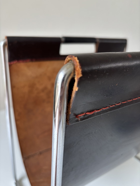 Revistero Brabantia de cuero negro, años 70 – Leather, Metal (photo 9 of 9)