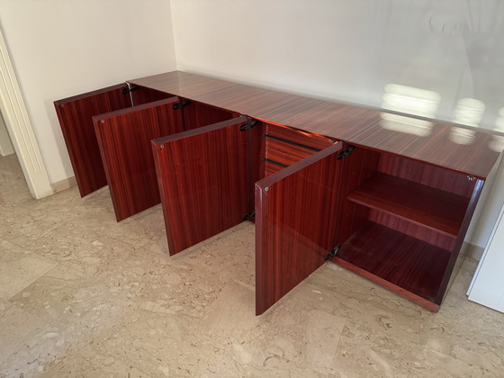 Image 1 of Monumental Rosewood Sideboard Zebrawood Lacquered Mid-Century Design 1970