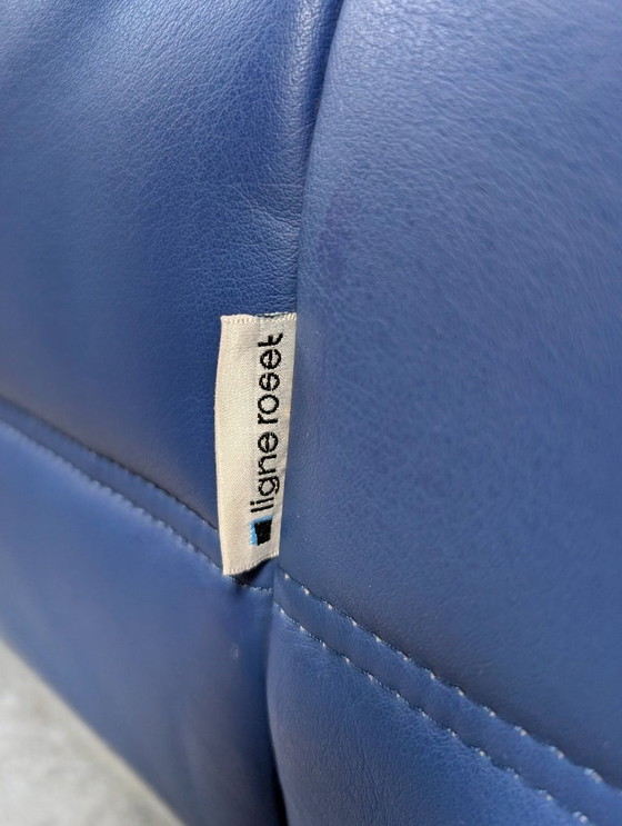 Image 1 of Michel Ducaroy Togo 3-Seater Sofa Blue Leather Ligne Roset France 1980s