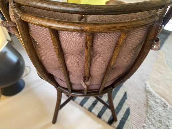 Vintage Rotan Oorfauteuil – Vermoedelijk Rohé – Rohé Noordwolde, Rattan, Textile (photo 5 of 11)