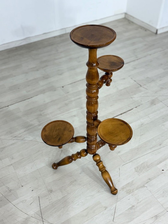 Image 1 of Bloementafel uit het midden van de 20e eeuw, bijzettafel, plantenstandaard, opbergmeubel