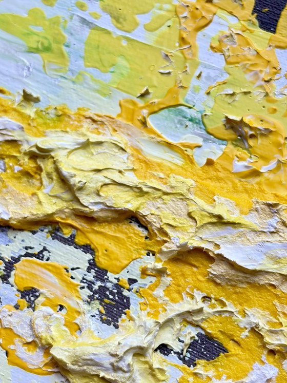 Image 1 of Abstract painting VOLT Limoncello - original modern artwork 18 x 24 cm.