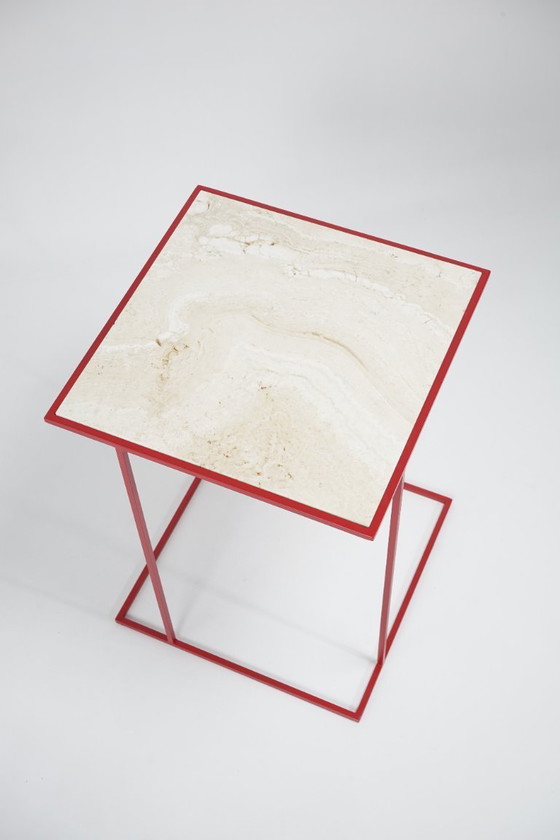 Image 1 of nest side table in travertine red