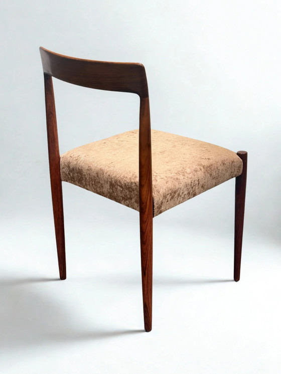 Set van 8 Lübke eetkamerstoelen van palissanderhout, Duitsland, jaren 60. – Velvet, Mid Century Modern (photo 4 of 8)