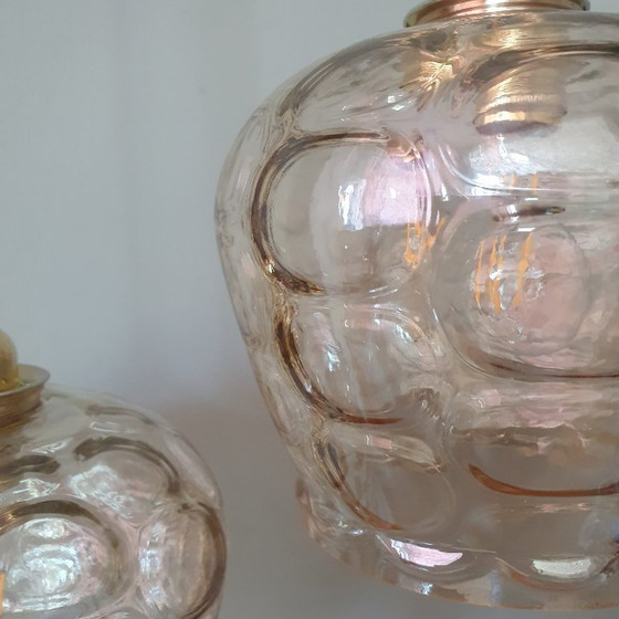 Image 1 of Ensemble de suspensions en verre vintage - Années 60-70 - Style Hollywood Regency