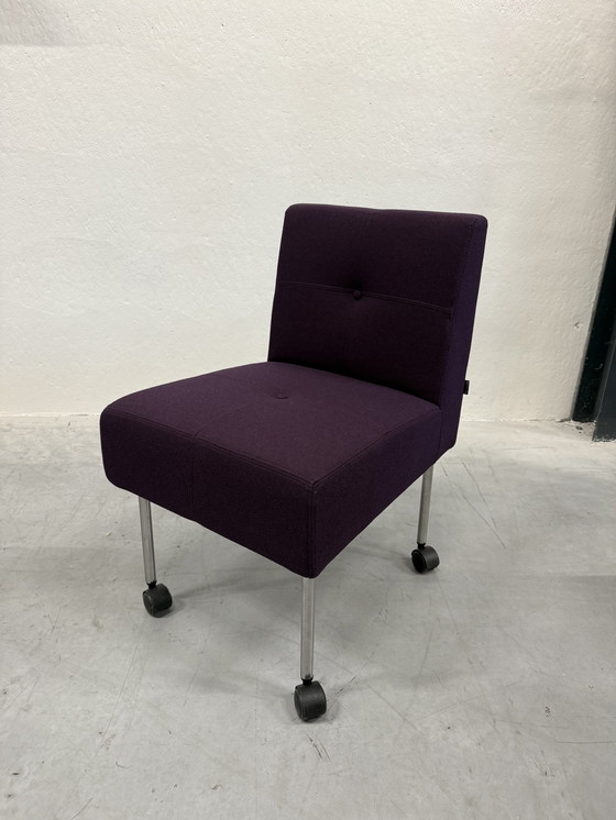 Image 1 of 10 Gelderland 7714 Button sedie su ruote Sedia di design in tessuto