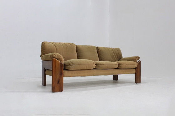 Vintage 3 seater sofa by Mario Marenco for Mobilgirgi, Mobil Girgi, Couches, Textile, Wood, Yellow, 1970 (photo 11 of 11)