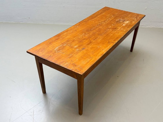 Image 1 of Farmhouse wooden table made of solid softwood, 1960s