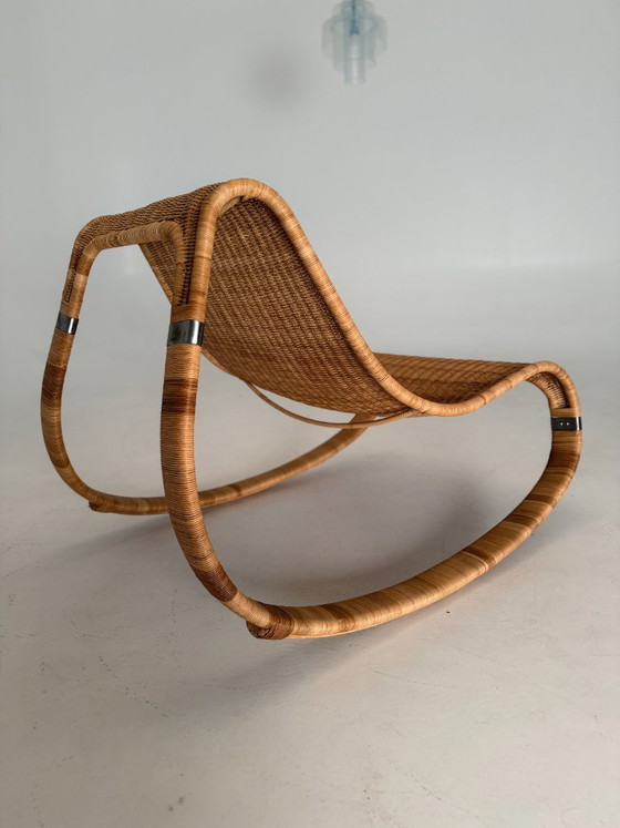Sedia a dondolo IKEA Gunghult vintage, James Irvine 2002, Ikea x James Irvine, Sedie a dondolo, Rattan, Metallo (foto 4 di 8)