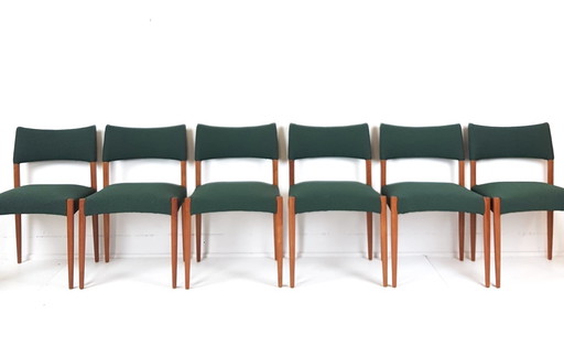 6 vintage Deense stoelen nieuw gestoffeerd groene Grape 