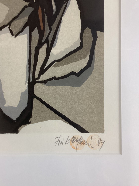 Image 1 of Zeefdruk van Fon Klement uit 1989 kunstwerk gesigneerd 