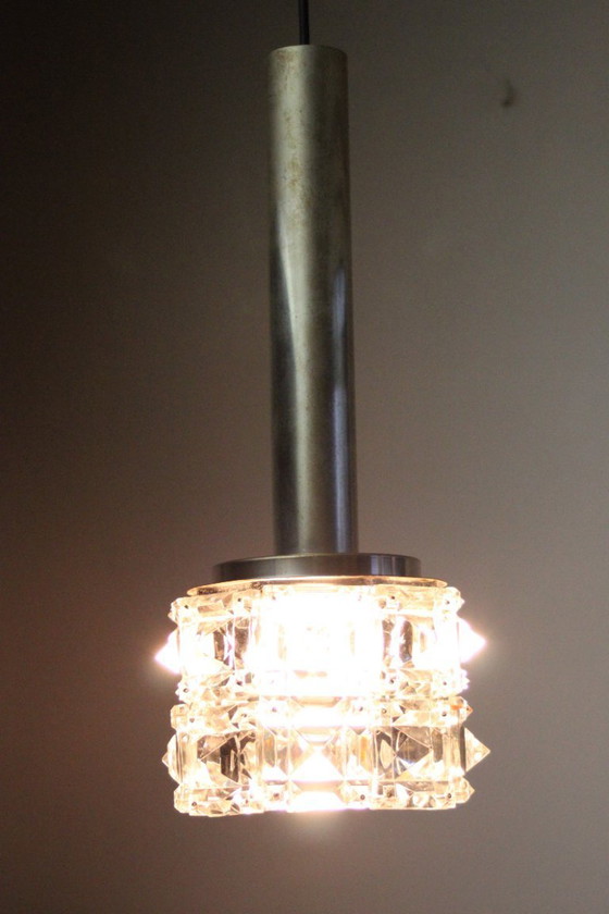Image 1 of Lampada a sospensione vintage in vetro sfaccettato, anni '70