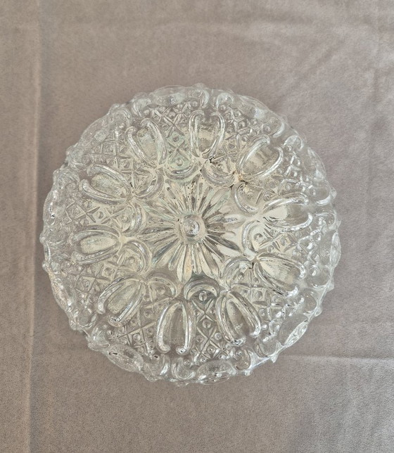 Image 1 of Glashütte Limburg 2484 Vintage Mid-Century Textured Glass Wall/Ceiling Flush Mount Light, Germany, 1960s–70s, Ø21 cm