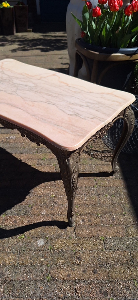 Image 1 of Hollywood Regency coffee table marble brass