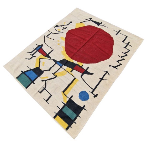 Joan Miró Le Soleil Rouge (1967) Handgewebter Wandteppich | Zeitgenössische Textilkunst | (79 × 59 Zoll) (photo 6 of 10)