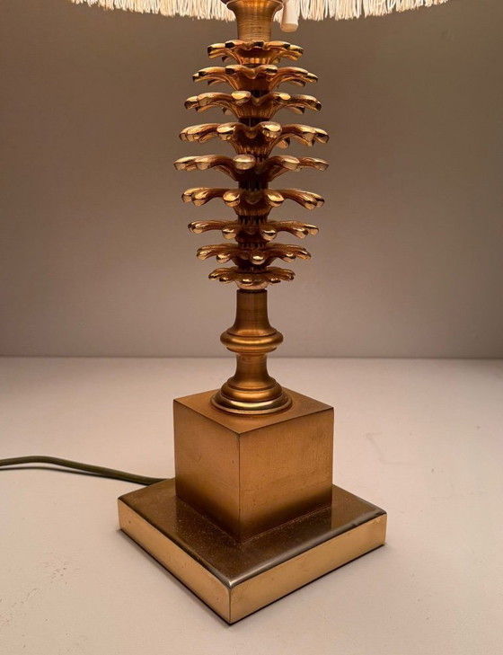 Image 1 of Set of 2 table lamps by Maison Charles, Hollywood Regency, pine cone/pine, France, 1970s