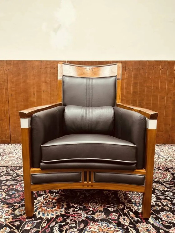Fauteuil Art Déco Classique Noir Haut, Cuir, Art Deco (photo 20 sur 20)