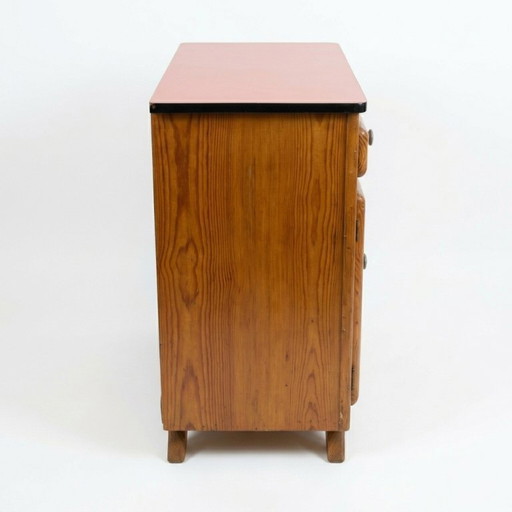 Commode Mado vintage Terra Cotta et chêne clair, années 1960