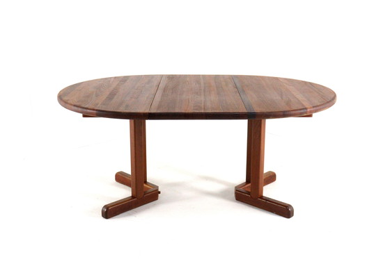 Image 1 of Tavolo da pranzo rotondo allungabile Dyrlund 2x vintage in teak massiccio