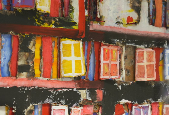 Image 1 of Guido Coletti: Gemengde media 'Gevels' (jaren 70/80) - Italiaanse kunst, plexi