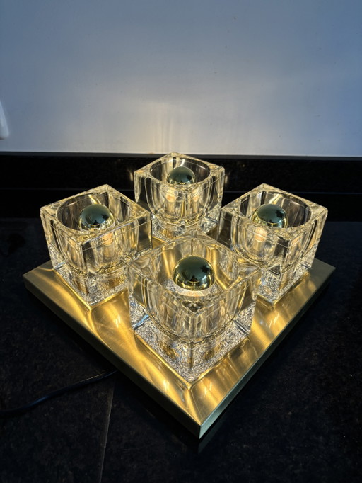 Plafonnier "Ice Cube" vintage Peill & Putzler en laiton