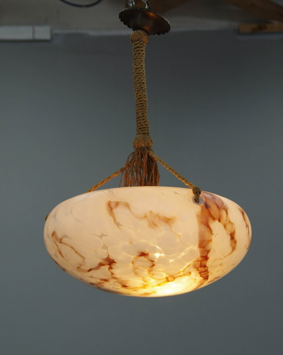 Art Nouveau Glass Pendant, Czechoslovakia, 1920s, Pendant lamps, Purple (photo 12 of 15)