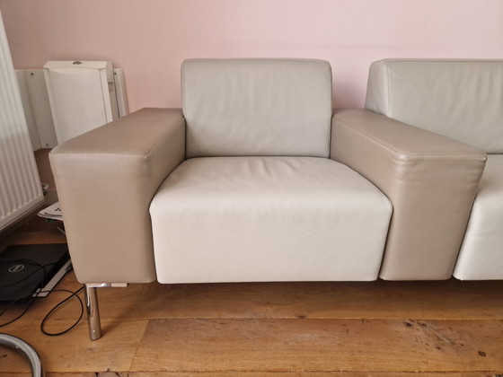 Image 1 of 3 Zits leren design bank, bankstel. Als nieuw.