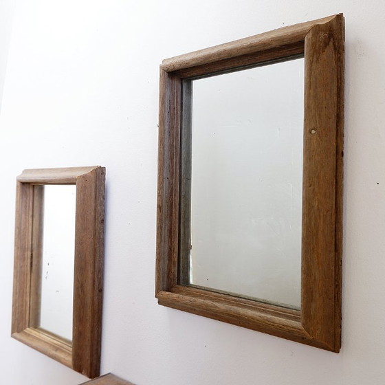 Image 1 of Paar rechteckige Wandspiegel mit rustikalen Holzrahmen