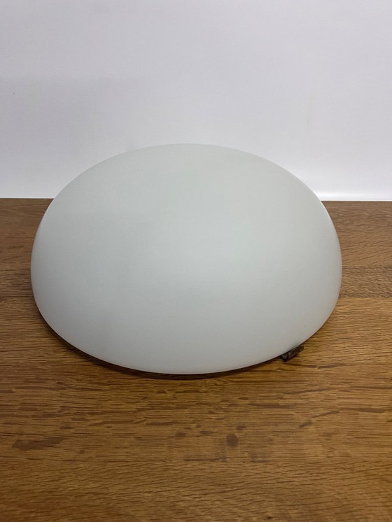 Image 1 of Mid Century Wit Mat Glas Plafonnière Gispen Stijl Ø 35 cm
