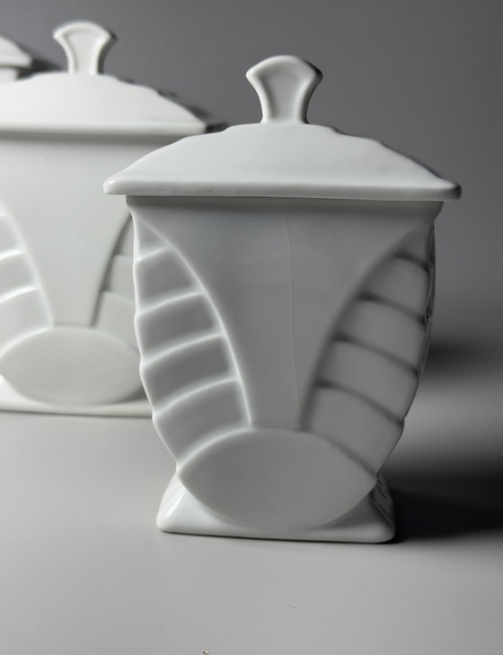 Image 1 of Set of Three Art Deco Porcelain Storage Jars