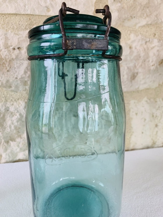 Image 1 of Pots en verre turquoise de Solidex, 1940s, ensemble de deux.