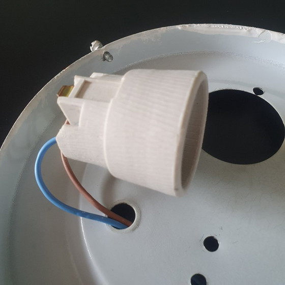 Image 1 of Lampada da soffitto vintage in vetro opalino UFO Raak Amsterdam