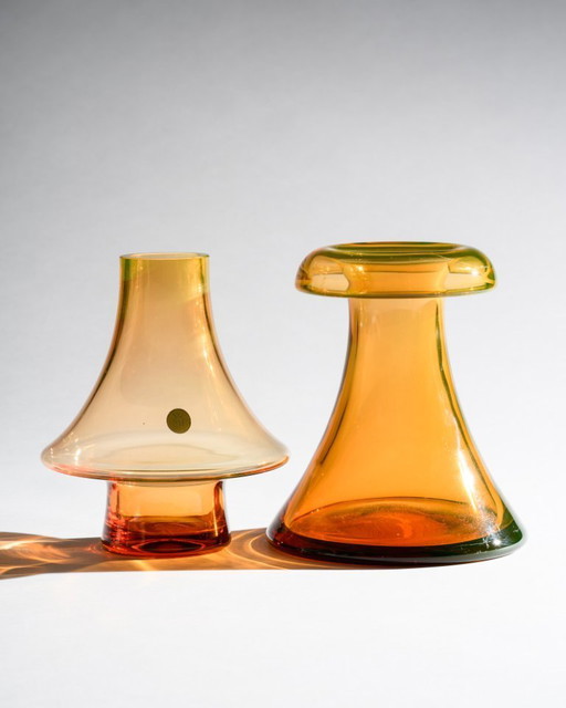 WMF Cari Zalloni Uranium Glass Vase Duo Space-Age Design Vintage Futurism Style