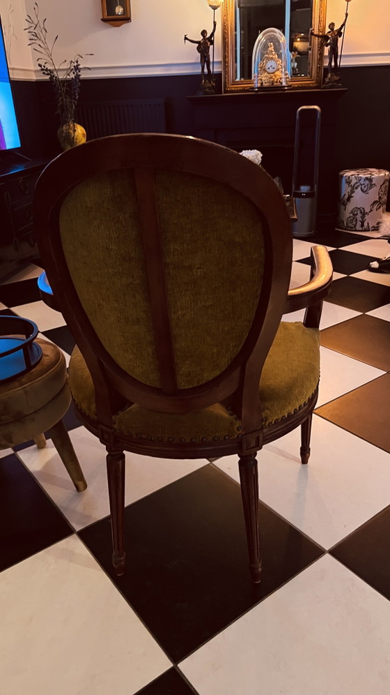 Two chairs from Hotel des Indes by designer Jacques Garcia, Armchairs, Velvet, Wood, Brown (photo 3 of 6)