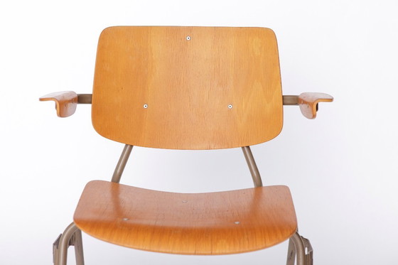 Image 1 of Set of 6 Kho Liang Ie Stackable Chairs – CAR Katwijk, 1950s Mid-Century Modern, Beech Plywood & Metal, Dutch Design Vintage Chai