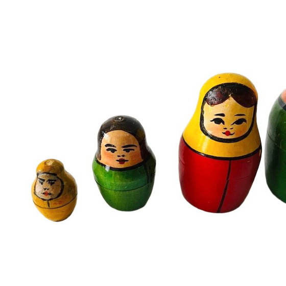 Image 1 of Ensemble de poupées russes Matriochka vintage, peintes à la main, années 1960