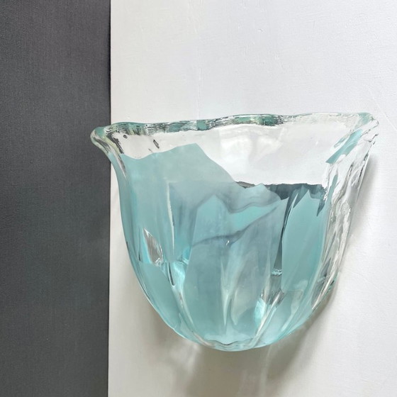 Image 1 of Applique murale en verre de Murano La Murrina des années 1980 avec incrustations d'aigue-marine. Mod. 691 Large.