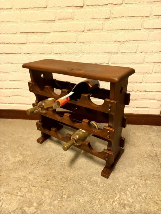 Image 1 of Brutalist wooden wine rack