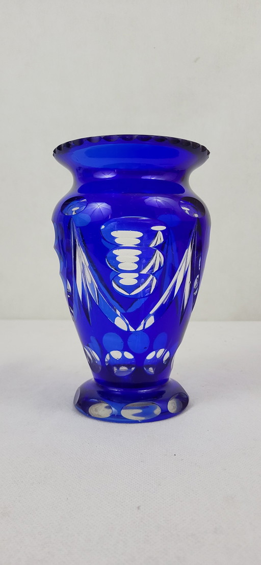 Vase en cristal bleu de Cobalt, Tchécoslovaquie