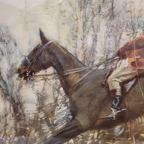 Image 1 of Grabado, “The Huntsman. Ned on the Brown Mare”, Sir Alfred James Munnings, escuela de Newlyn, 10’s - Inglaterra