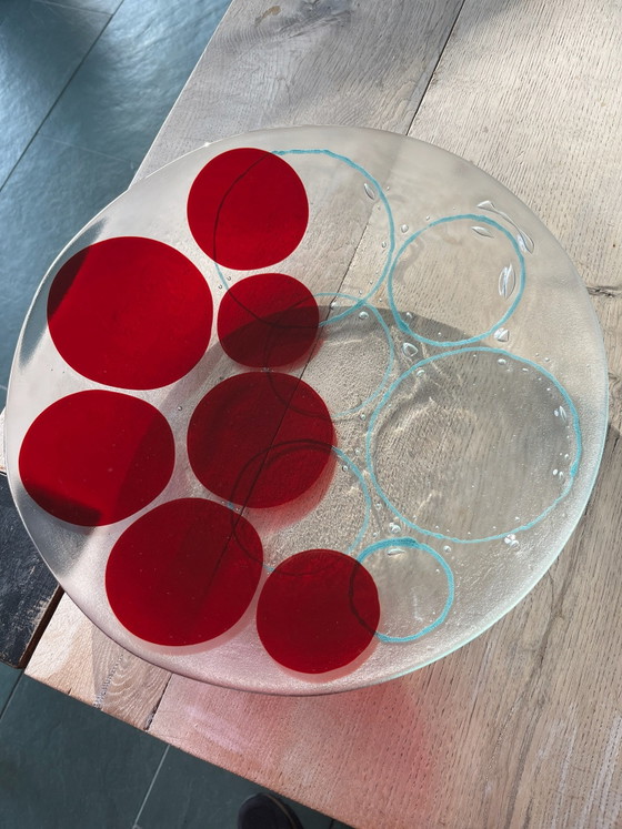 Large Round Glass Art Bowl, 40 cm Diameter (photo 2 of 5)