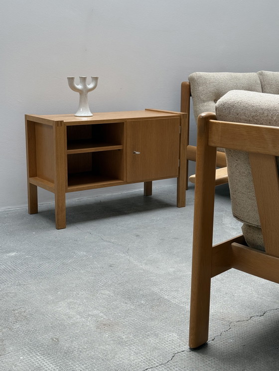 Image 1 of Wilhelm Knoll seating group 3-seater + 2-seater + armchair solid ash wood fabric cream-colored, Germany 1970s