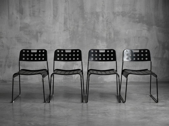 4 Original Vintage Black Omstak Chairs by Rodney Kinsman (Black Frame) – Bieffeplast, Dining chairs, Metal (photo 7 of 21)