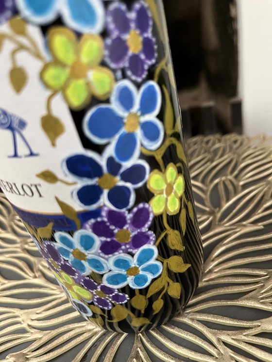 Image 1 of Handbeschilderde flessen wijn