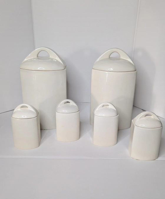Image 1 of Vintage 6x onion pattern porcelain storage jars containers 