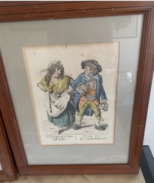 Robert DIGHTON (1752-1814) Selten: 6 Gravuren / Sozial / Politisch – schilderijen tekeningen, Paper