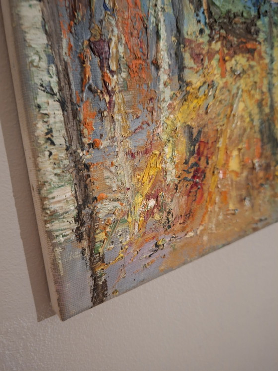 Stimmungsvolle Waldlandschaft – Farbenfrohes Gemälde mit Struktur – Stouwe K., Kunst, Wood, Canvas (photo 4 of 11)