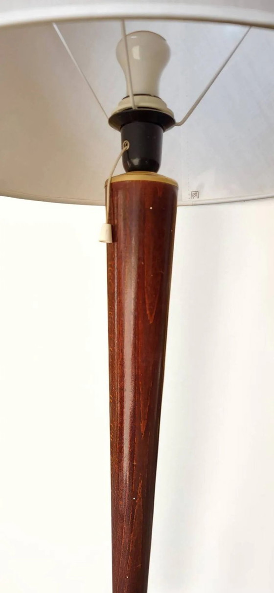 Unilux Design Mazda Lamp 1960s – Table lamps, Wood, Cotton, Mid Century Modern (photo 5 of 11)