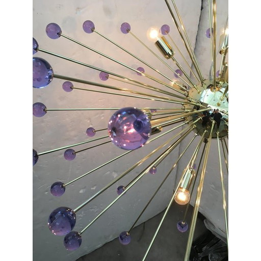 Contemporary Alessandrite “Star” Murano Glass Sputnik Chandelier